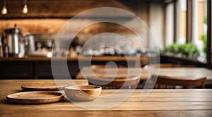 Empty Wooden Table Surface