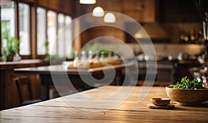 Empty Wooden Table Surface