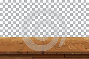 Empty wooden table top background.Old vintage shelf tex photo