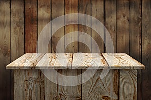 Empty wooden table. Wooden planks on background