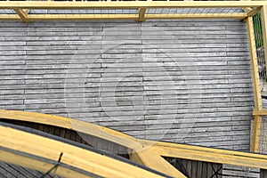 Empty wooden terrace from above