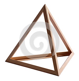 Empty wooden triangle frame on white