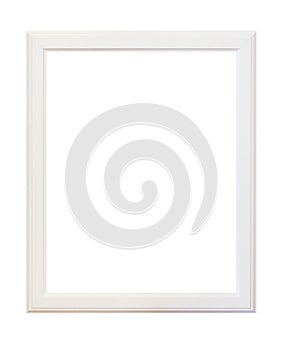 Empty wooden white picture frame isolated