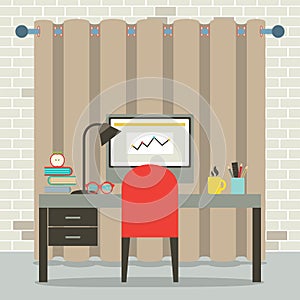 Empty Workplace Flat Design