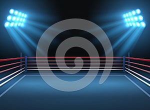 Empty wrestling sport arena. Boxing ring dramatic sports vector background photo