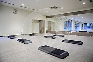 Empty yoga classroom photo