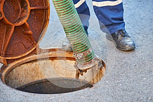 Emptying septic tank, cleaning the sewers.