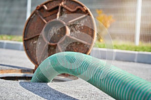 Emptying septic tank, cleaning the sewers