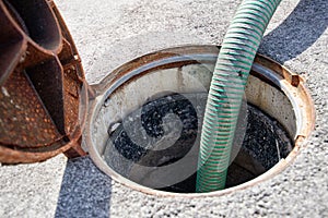 Emptying septic tank, cleaning the sewers