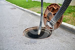 Emptying septic tank, cleaning the sewers