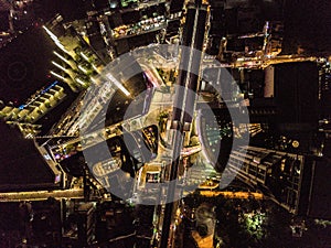 Emquartier and Emporium mall from above in Bangkok Thailand