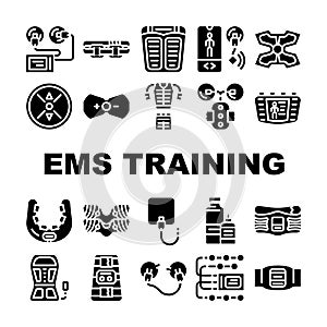 Ems Training Device Collection Icons Set Vector