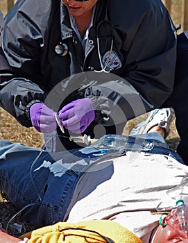 EMT treats a patient photo