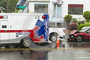 EMT vehicle responding to a traffic accident