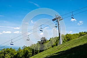 Emtpy chairlift in ski resort in summer