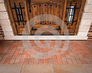 Empty Front Porch of House In Front of Custom Front Door