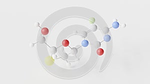 emtricitabine molecule 3d, molecular structure, ball and stick model, structural chemical formula HIV Nucleoside and Nucleotide