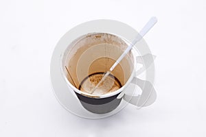 Emtry coffee cup after drink on white background