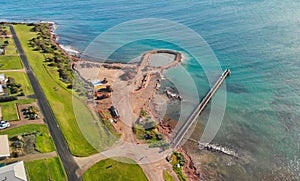 Emu Bay coastline, Kangaroo Island from drone, Australia