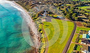 Emu Bay coastline, Kangaroo Island from drone, Australia