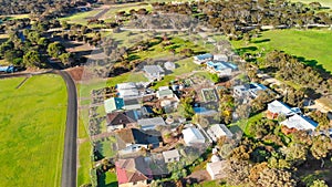 Emu Bay homes and coastline, Kangaroo Island from drone, Australia