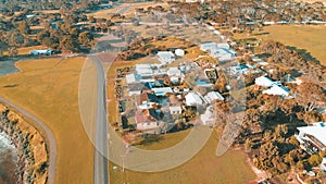 Emu Bay homes and coastline, Kangaroo Island from drone, Australia