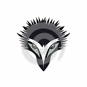 Emu Logo With Finch Design: Unique Bird Head Graphic In Gray And Black photo