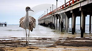 Emu On An Old Pier: Captivating Documentary Travel Photography