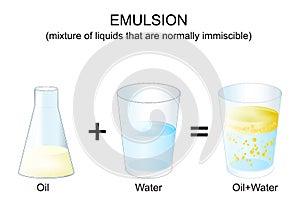 Emulsion. experiment with oil and water