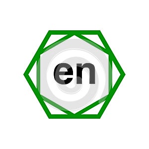 EN company monogram with green diamond. EN icon