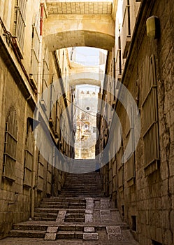 En empty street of the old city in Jerusalem, Israel