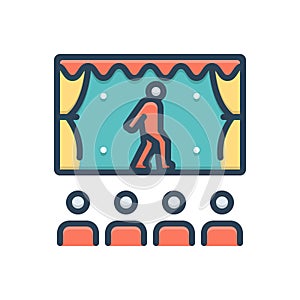 Color illustration icon for Enact, perform and act photo