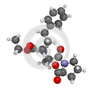 Enalapril high blood pressure drug molecule. Angiotensin Converting Enzyme (ACE) inhibitor used in treatment of hypertension photo