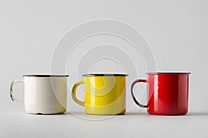 Enamel Mug Mock-Up - Three Mugs