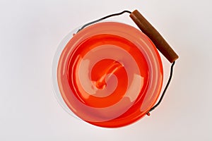 Enameled lidded jug isolated. photo
