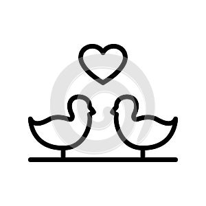 Enamored birds icon. Symbol Valentine`s day on white background