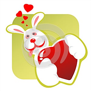 Enamored rabbit and heart