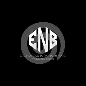 ENB letter logo design with polygon shape. ENB polygon and cube shape logo design. ENB hexagon vector logo template white and