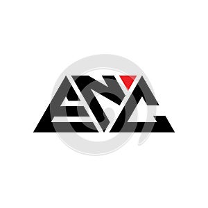 ENC triangle letter logo design with triangle shape. ENC triangle logo design monogram. ENC triangle vector logo template with red