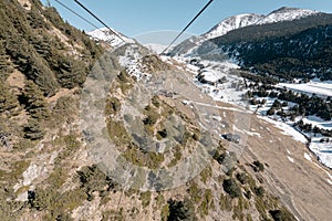 Encamp gondola lift called Funicamp in Winter in Andorra