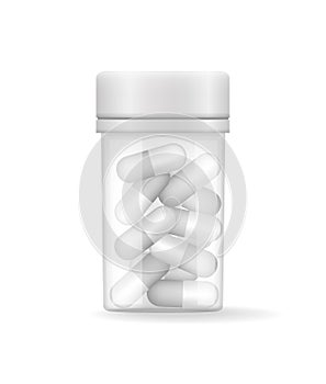 Encapsulated Pills in Limpid Bottle Vector Card