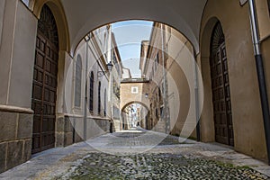 Encarnacion Street at medieval old town of Plasencia, Caceres, S