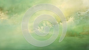 Encaustic Light: A Romantic Painting Of Green And Yellow Clouds