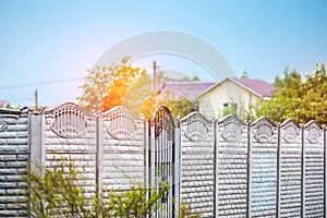 Ence and gate of the village house, rural view