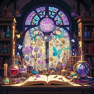 Enchanted Alchemy Study - Fantasy Stock Image