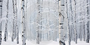 Enchanted Birch Forest - Wide Shot - White Frost on Birch and Alder Trees