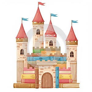 Enchanted Book Castle Illustration
