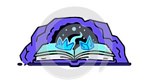 Enchanted Book of Knowledge, Magical Learning, vector design Generative AI