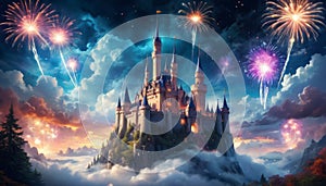 Enchanted Castle with Fireworks