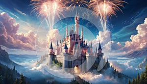 Enchanted Castle with Fireworks